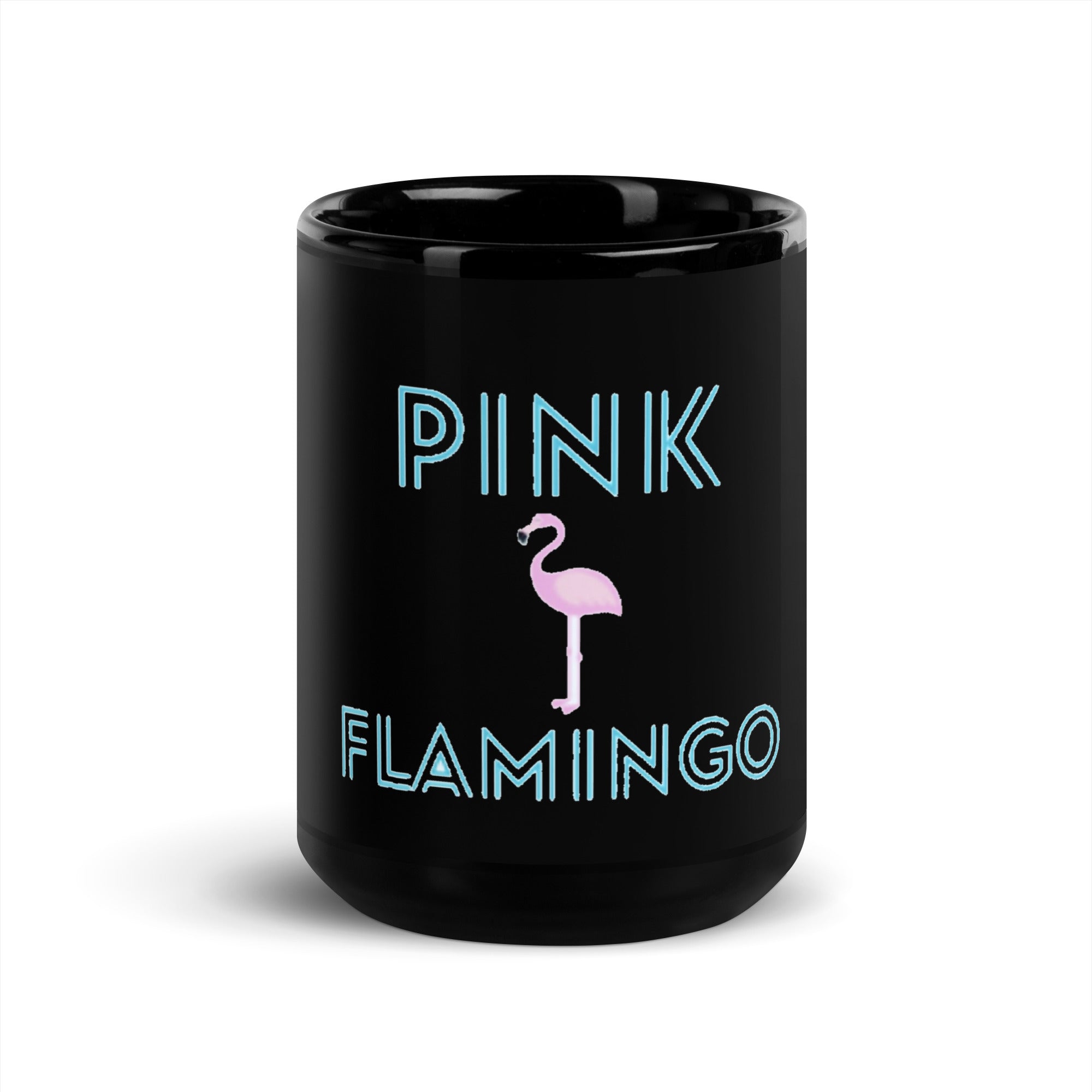 Pink Flamingo Black Glossy Mug