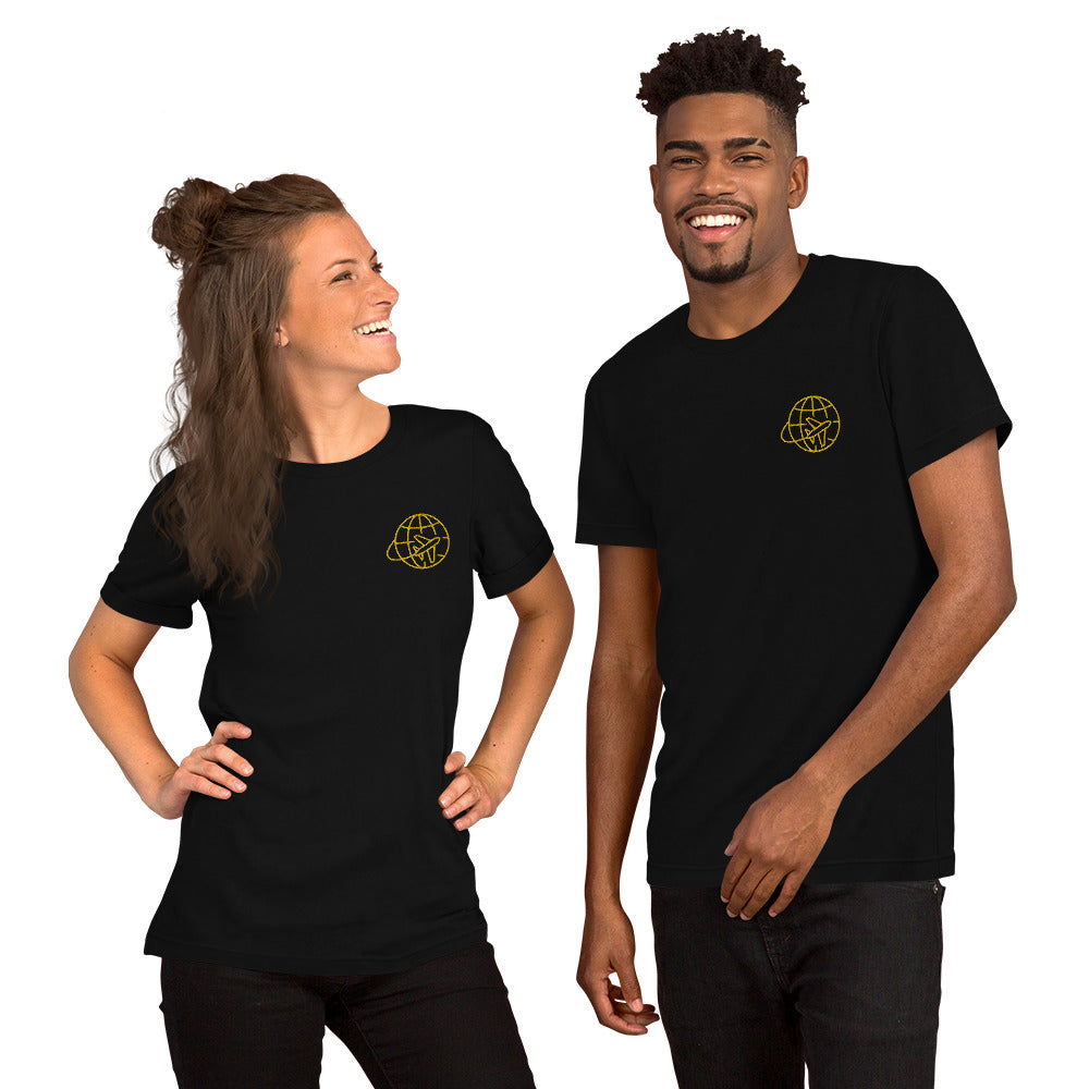 Golden Globe Embroidered Short-Sleeve Unisex T-Shirt