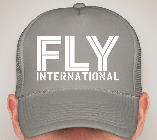 Fly International Foam Mesh Baseball Cap in Grey / White