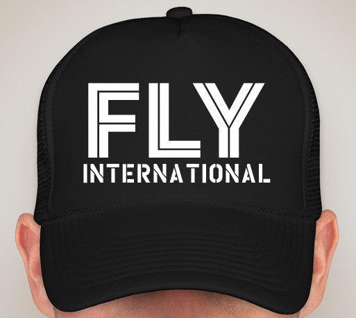Fly International Foam Mesh Baseball Cap in White / Black
